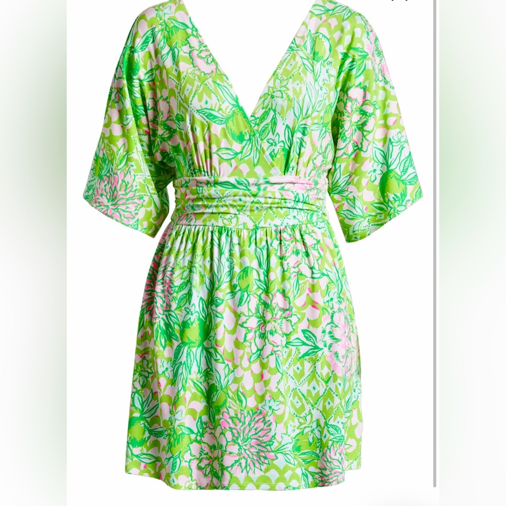 Lilly Pulitzer Vibrant Green and Pink Dress Cover-Up
